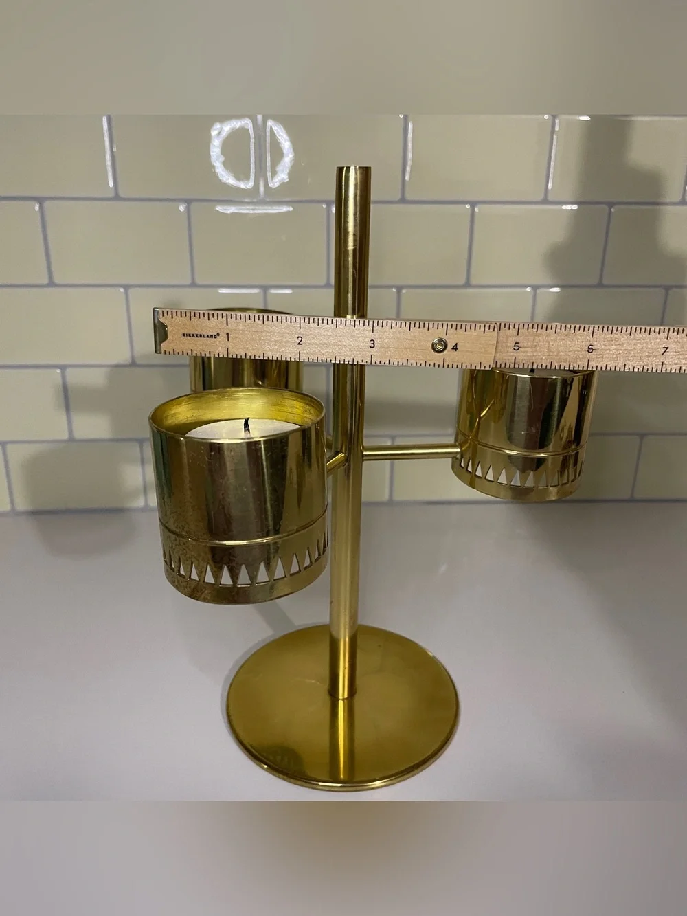Hans-Agne Jakobsson Sweden AB brass 3 tea light holder L67